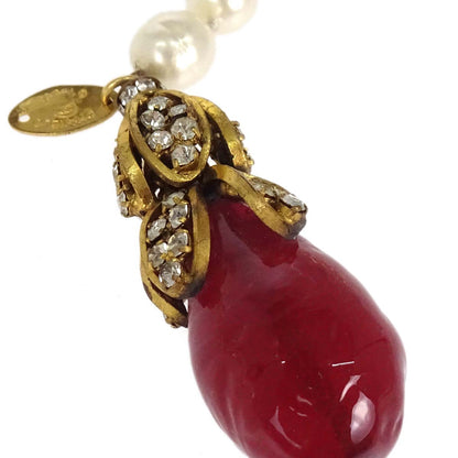 Chanel Lariat Necklace Gripoix Costume Pearl Gold 1989