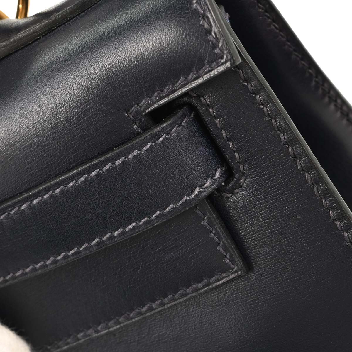 Hermes Blue Marine Box Calf Kelly 28 Sellier 2way Shoulder Handbag
