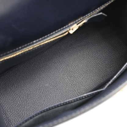 Hermes Blue Marine Box Calf Kelly 28 Sellier 2way Shoulder Handbag