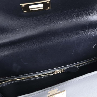 Hermes Blue Marine Box Calf Kelly 28 Sellier 2way Shoulder Handbag