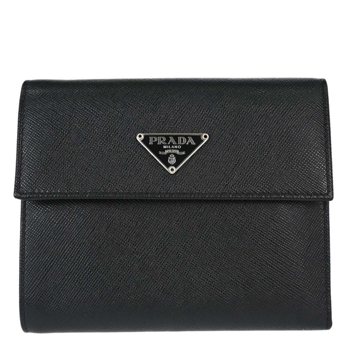 Prada Black Leather Trifold Wallet