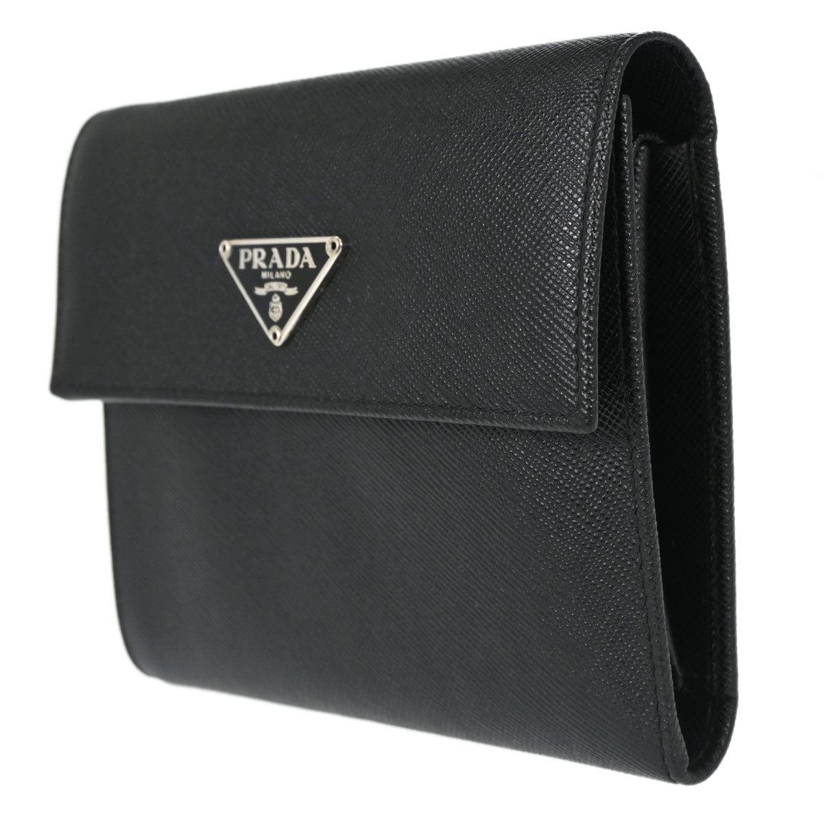 Prada Black Leather Trifold Wallet