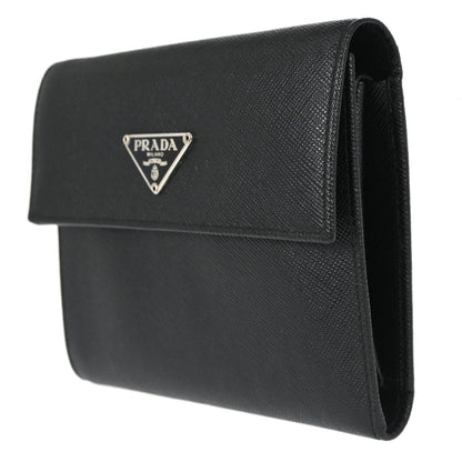 Prada Black Leather Trifold Wallet
