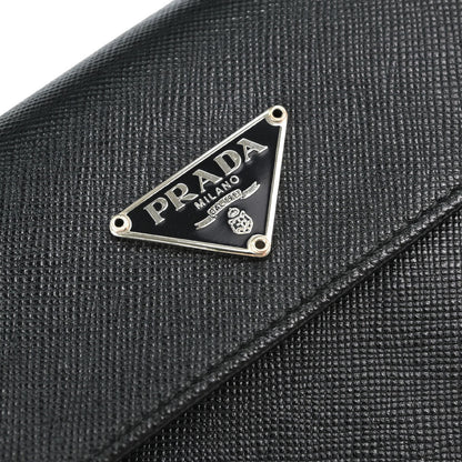 Prada Black Leather Trifold Wallet