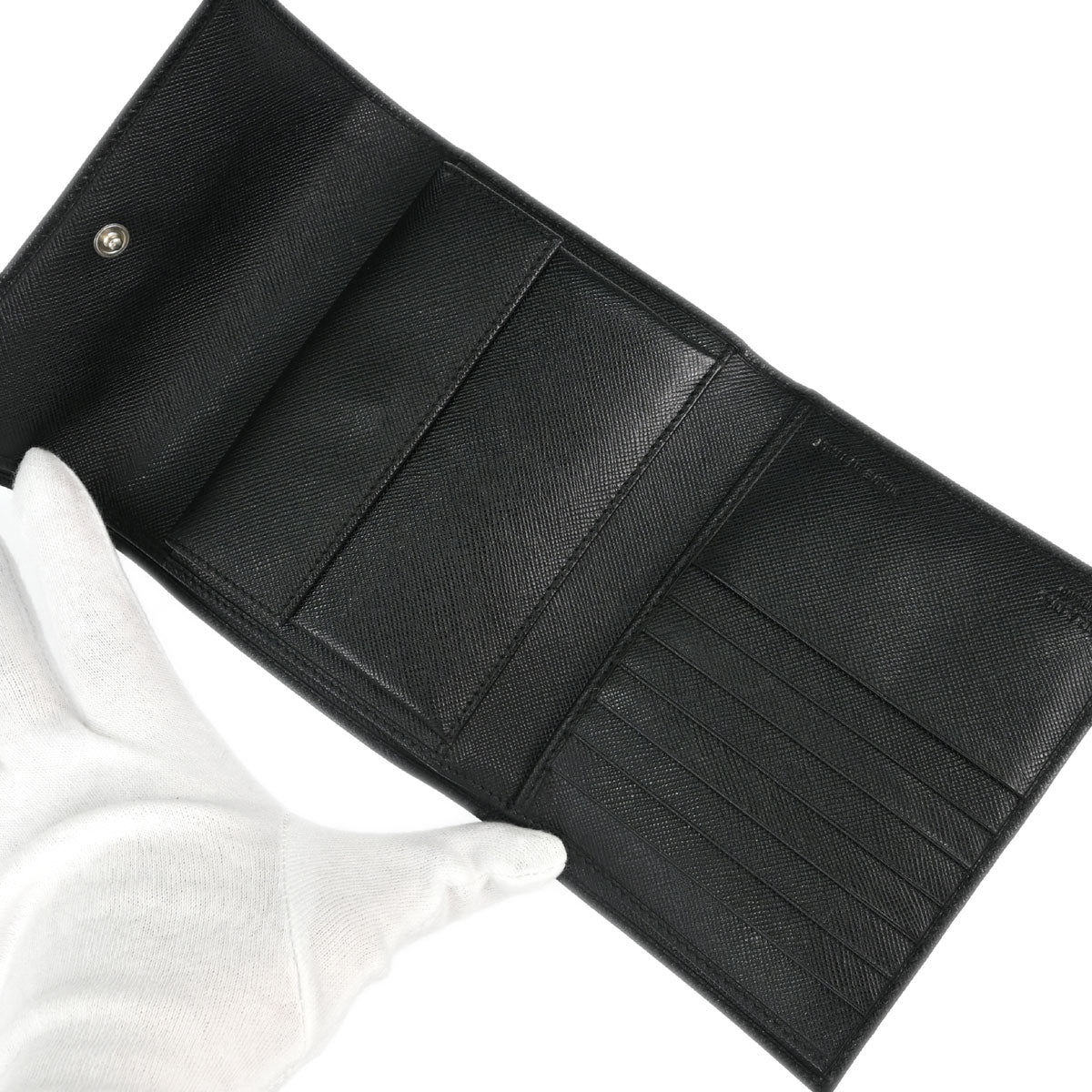 Prada Black Leather Trifold Wallet