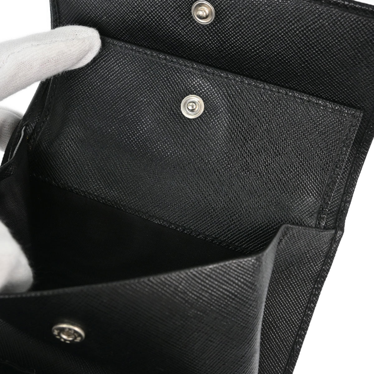 Prada Black Leather Trifold Wallet