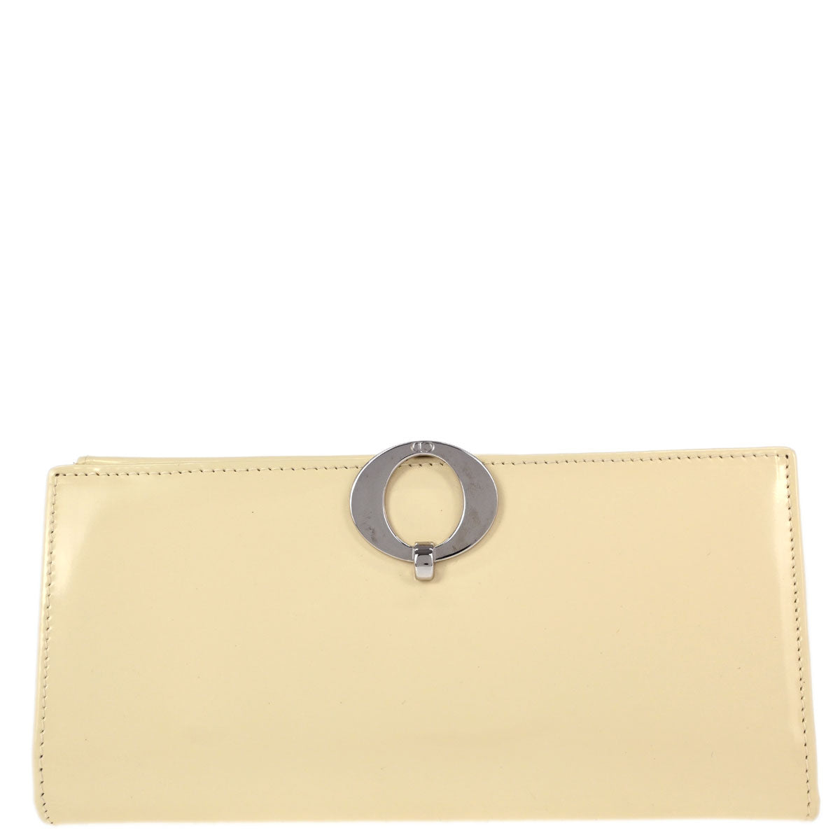 Christian Dior Ivory Patent Leather Bifold Long Wallet