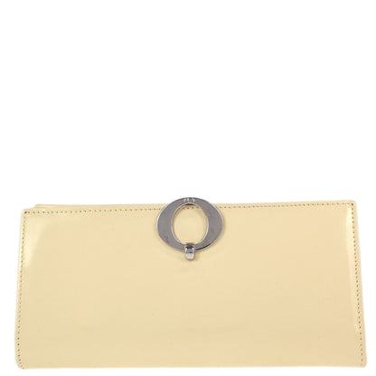 Christian Dior Ivory Patent Leather Bifold Long Wallet