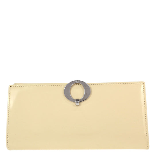 Christian Dior Ivory Patent Leather Bifold Long Wallet