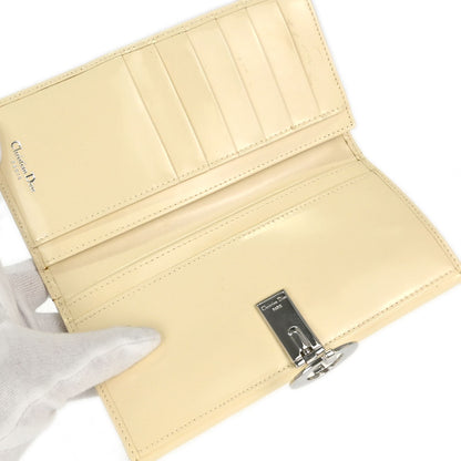 Christian Dior Ivory Patent Leather Bifold Long Wallet