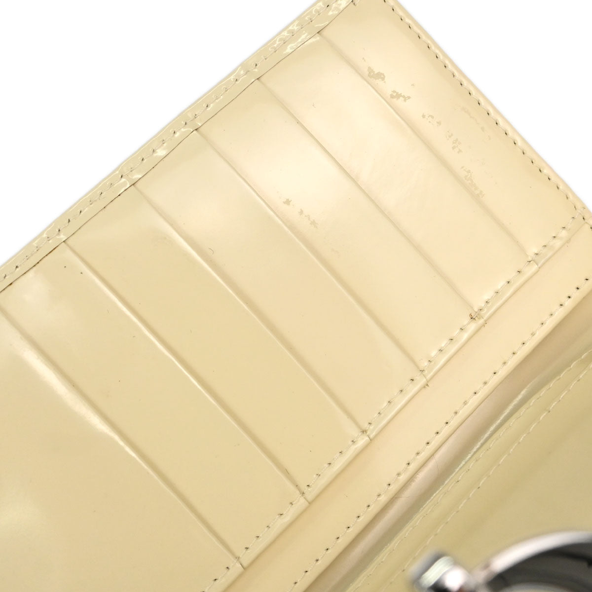 Christian Dior Ivory Patent Leather Bifold Long Wallet