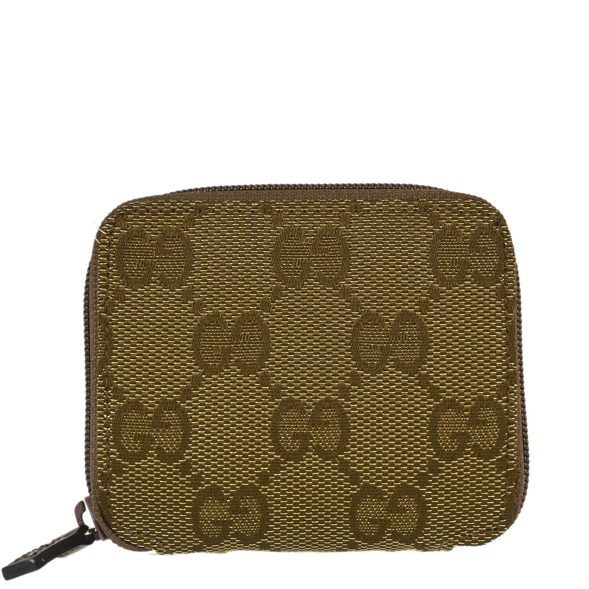 Gucci Metallic Khaki Canvas GG Coin Purse Wallet