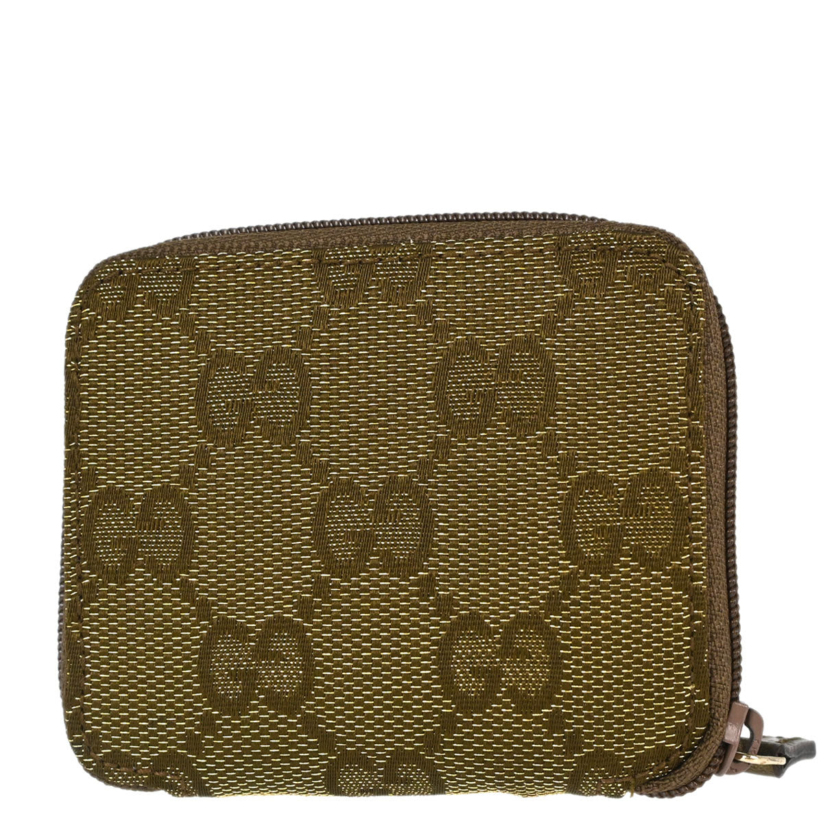 Gucci Metallic Khaki Canvas GG Coin Purse Wallet