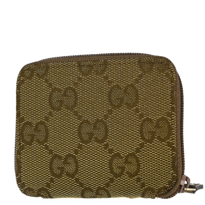 Gucci Metallic Khaki Canvas GG Coin Purse Wallet