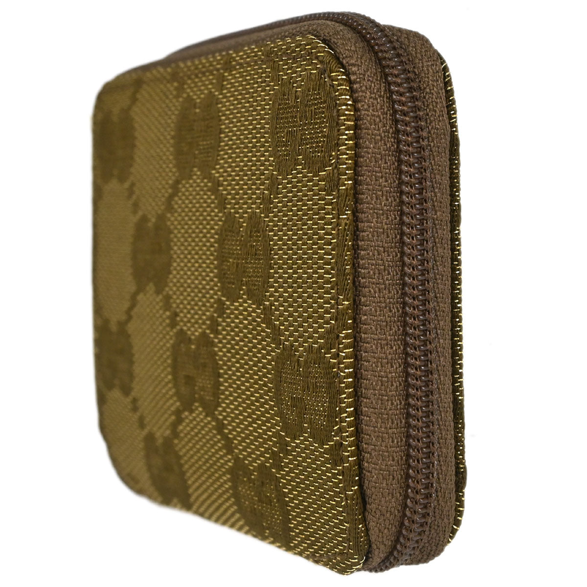 Gucci Metallic Khaki Canvas GG Coin Purse Wallet