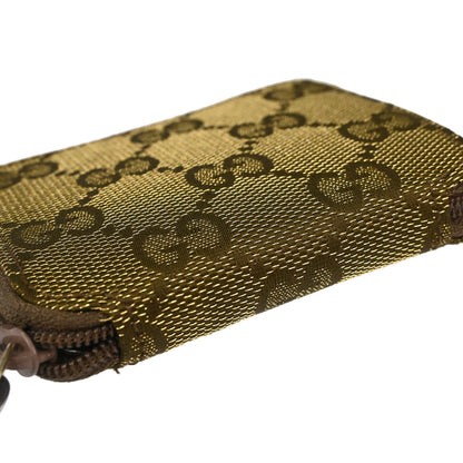Gucci Metallic Khaki Canvas GG Coin Purse Wallet