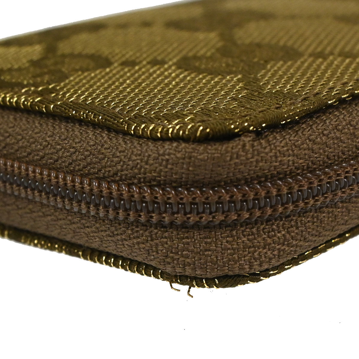 Gucci Metallic Khaki Canvas GG Coin Purse Wallet