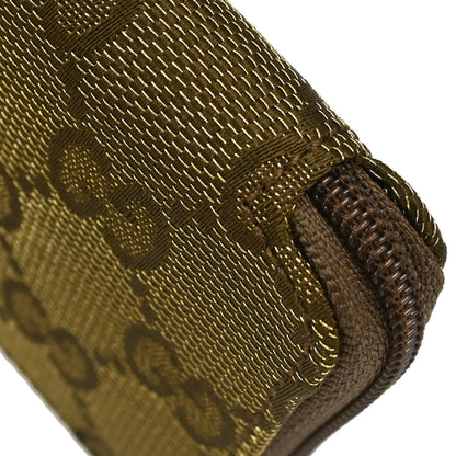 Gucci Metallic Khaki Canvas GG Coin Purse Wallet