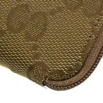 Gucci Metallic Khaki Canvas GG Coin Purse Wallet