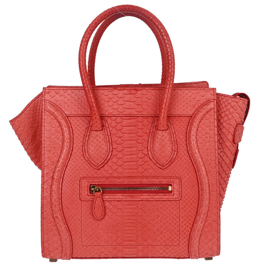 Celine * Red Python Luggage Micro Tote Handbag