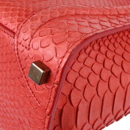 Celine * Red Python Luggage Micro Tote Handbag