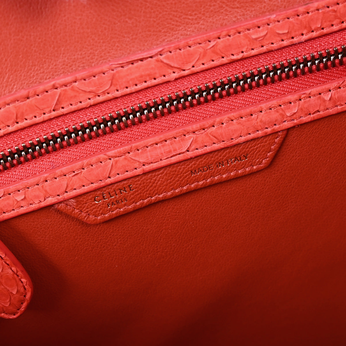 Celine * Red Python Luggage Micro Tote Handbag