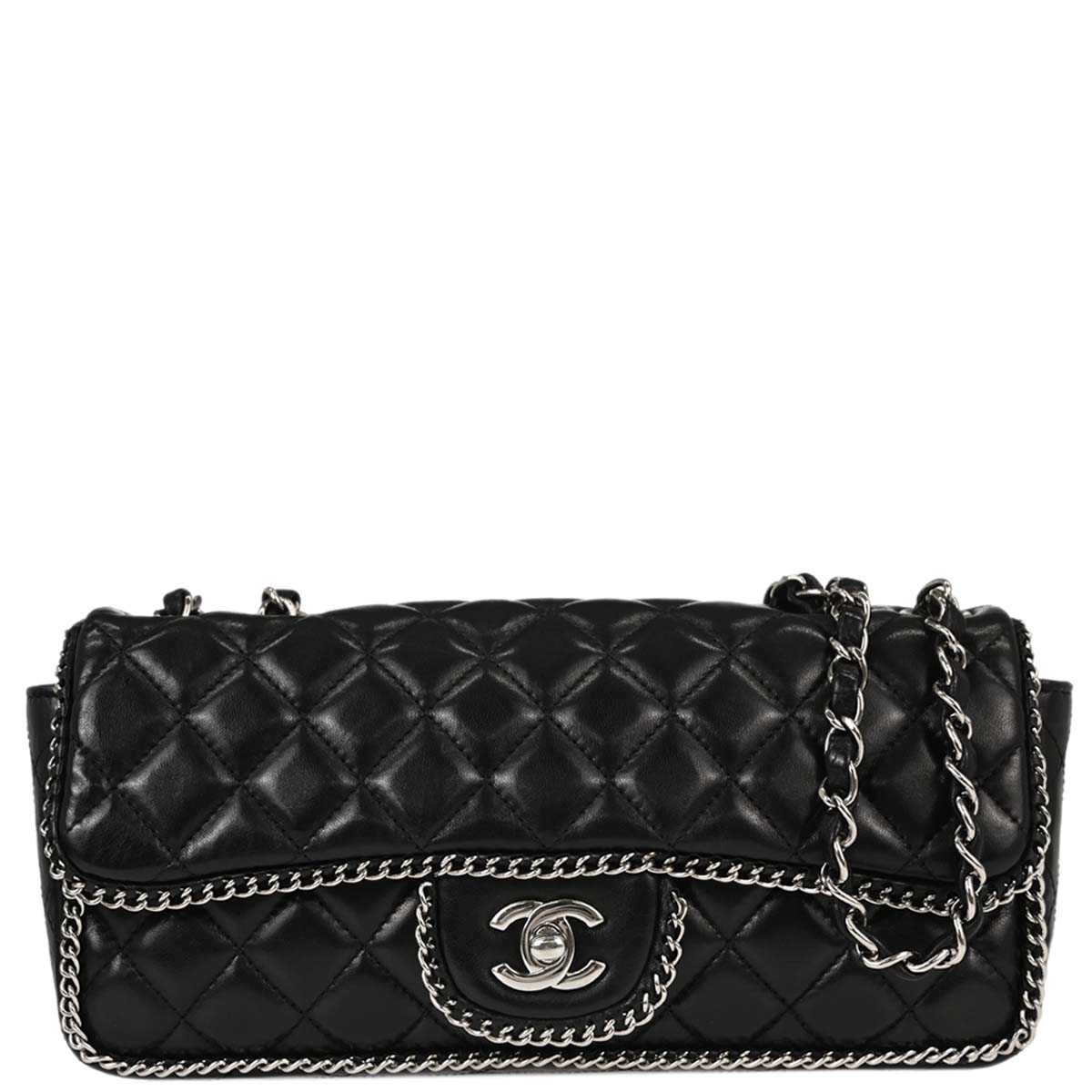Chanel Black Lambskin Chain Around East West Shoulder Bag
