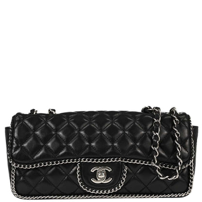 Chanel Black Lambskin Chain Around East West Shoulder Bag