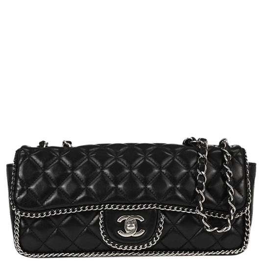 Chanel Black Lambskin Chain Around East West Shoulder Bag