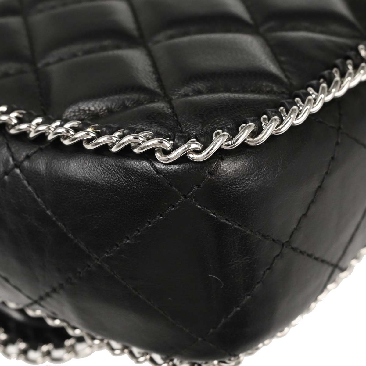 Chanel Black Lambskin Chain Around East West Shoulder Bag