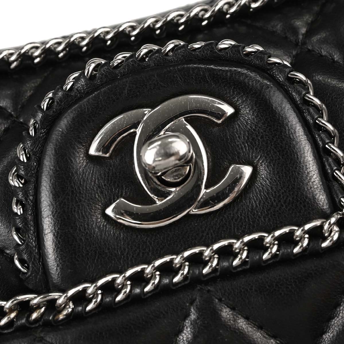 Chanel Black Lambskin Chain Around East West Shoulder Bag