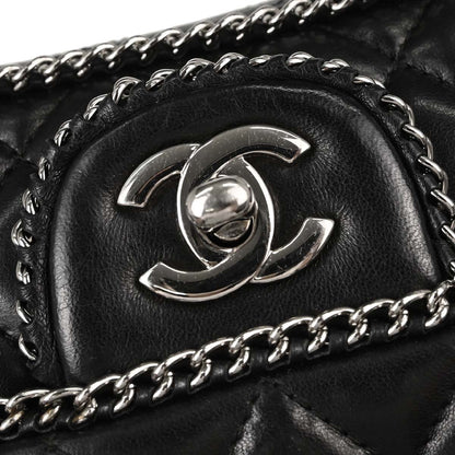 Chanel Black Lambskin Chain Around East West Shoulder Bag