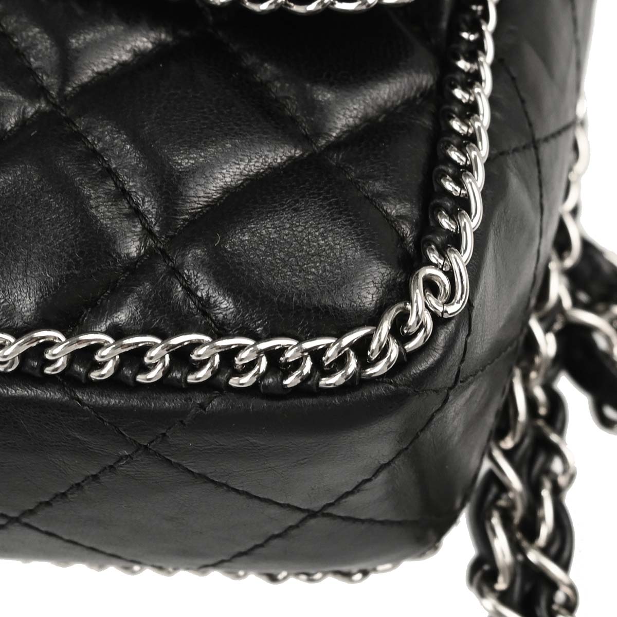 Chanel Black Lambskin Chain Around East West Shoulder Bag