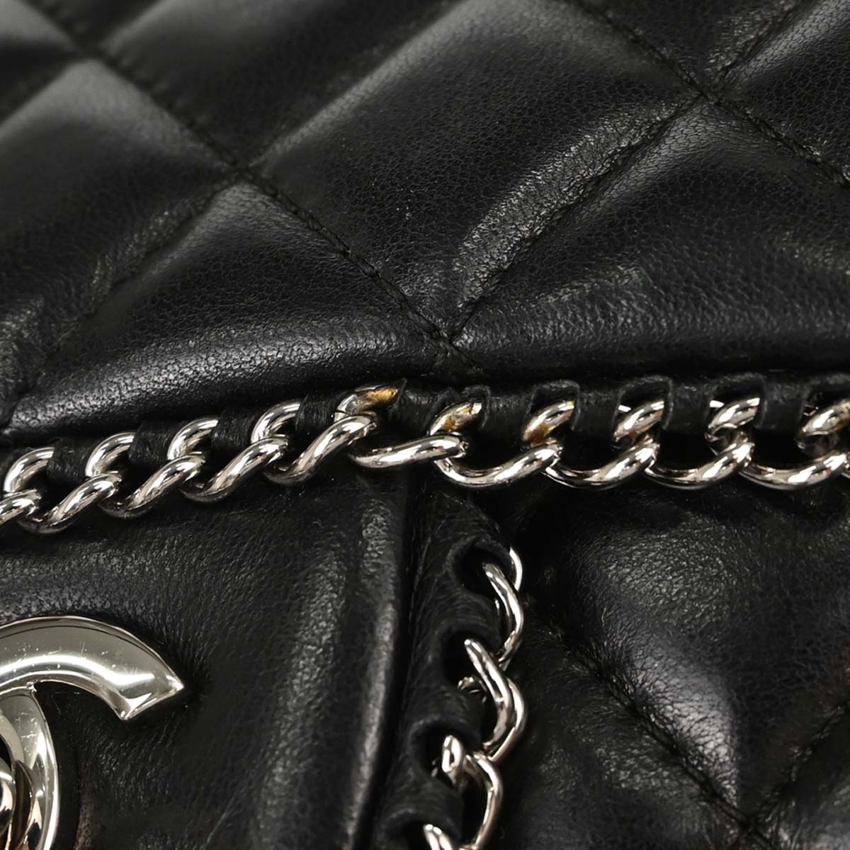 Chanel Black Lambskin Chain Around East West Shoulder Bag
