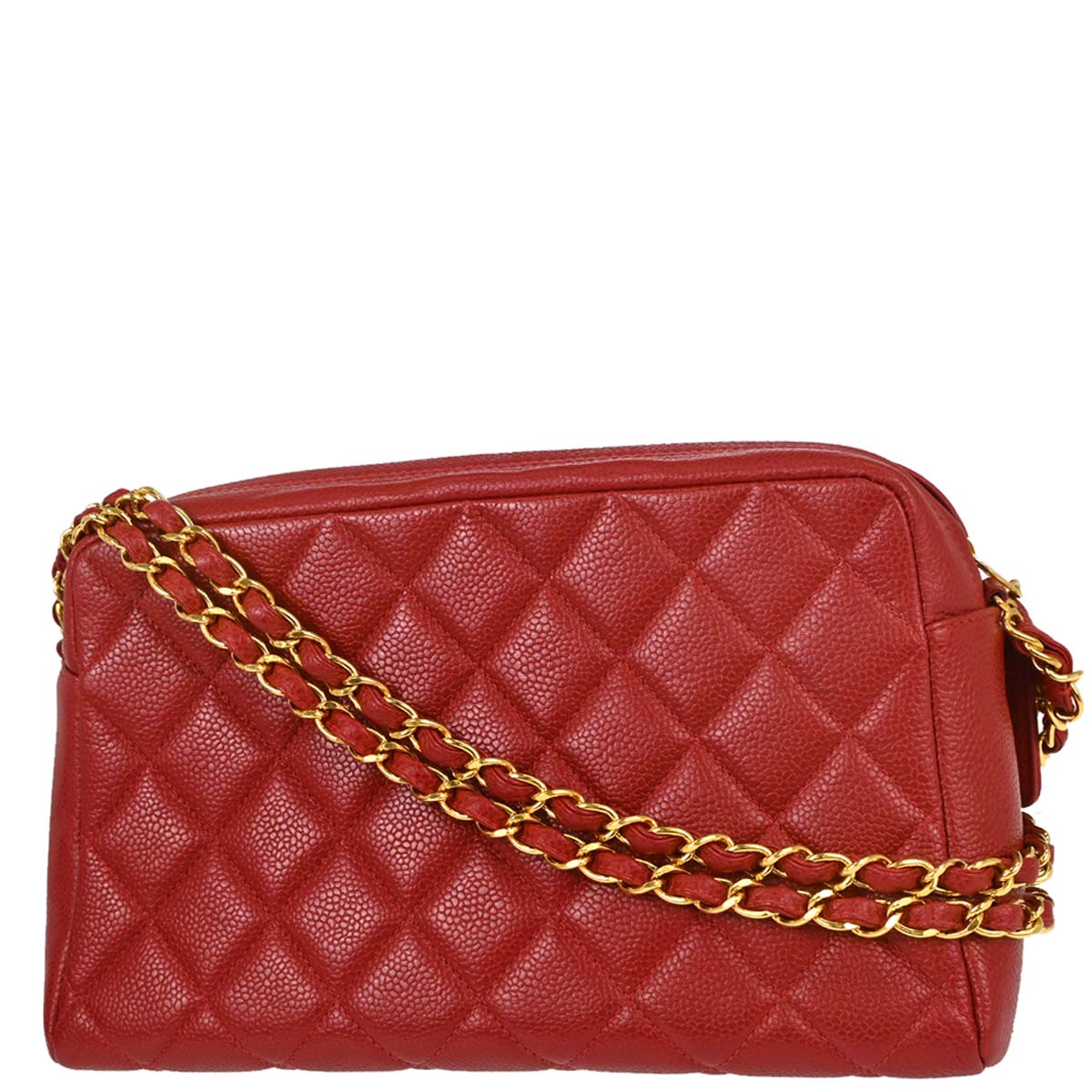 Chanel Red Caviar Skin Camera Bag Small