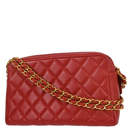 Chanel Red Caviar Skin Camera Bag Small