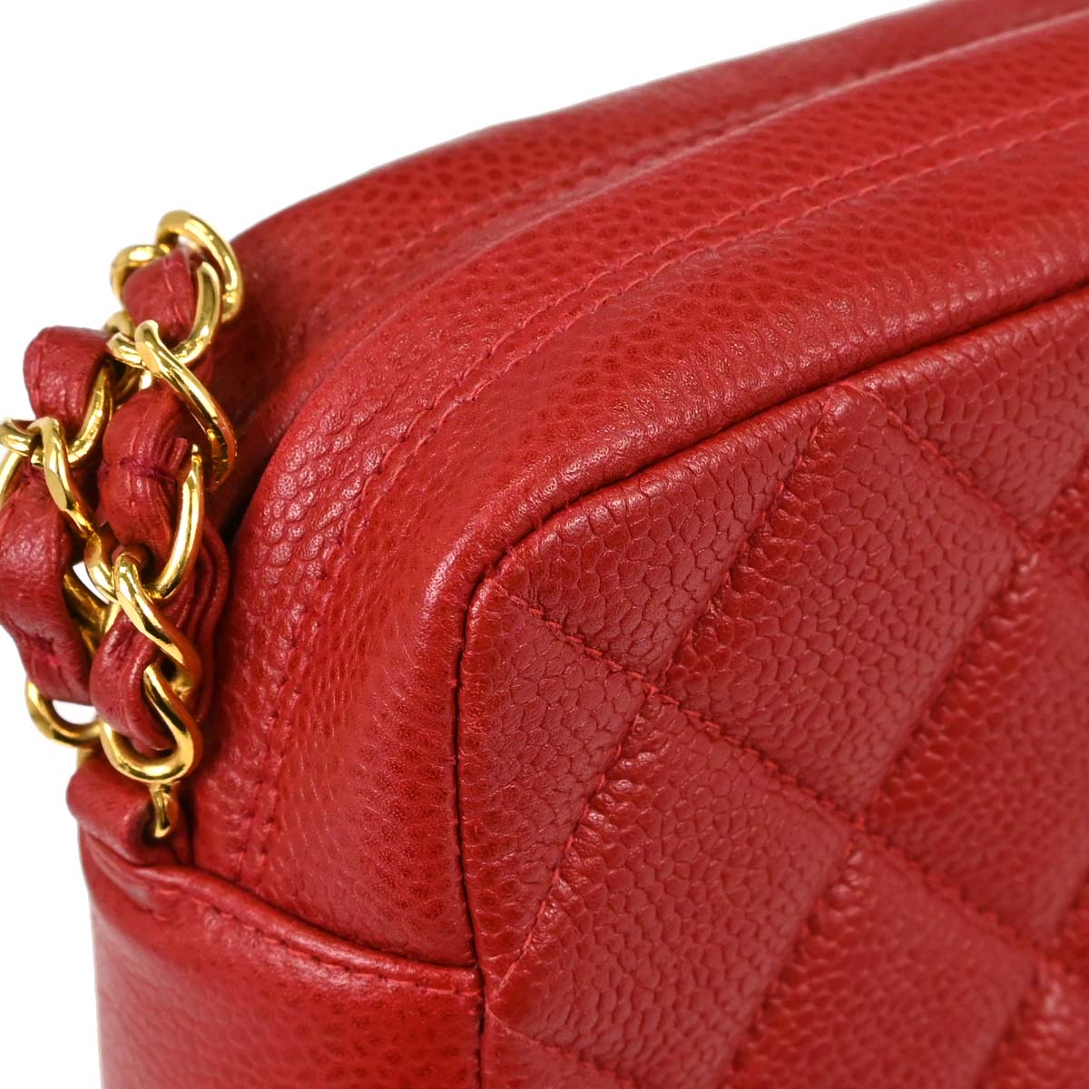Chanel Red Caviar Skin Camera Bag Small