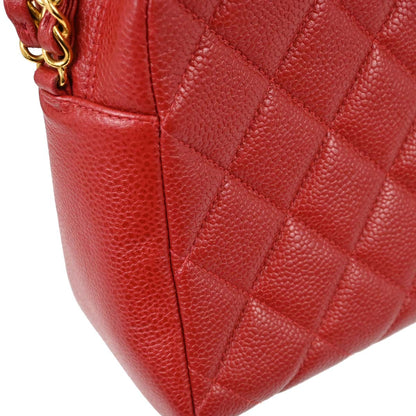 Chanel Red Caviar Skin Camera Bag Small