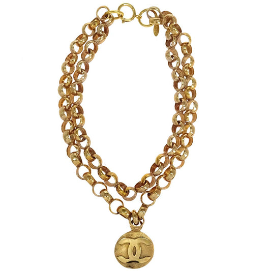 Chanel Medallion Chain Pendant Necklace Gold 29/3057
