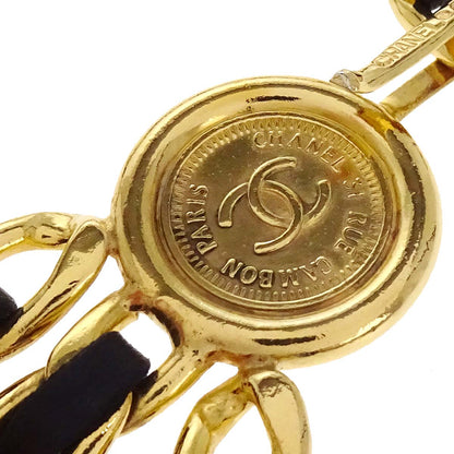 Chanel Chain Belt Medallion Gold Black Small Good