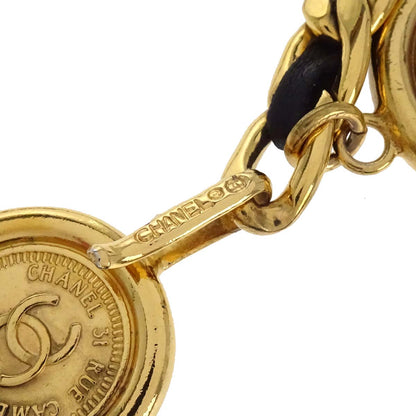 Chanel Chain Belt Medallion Gold Black Small Good