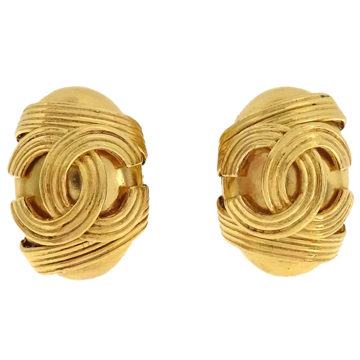 Chanel Oval Clip-On Earrings Gold 94A