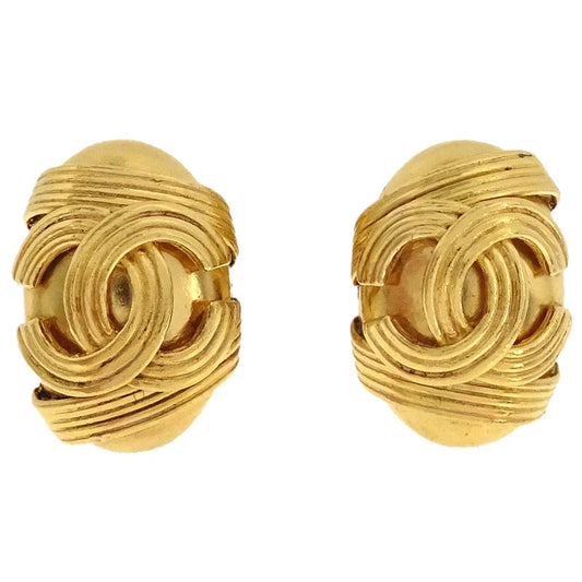 Chanel Oval Clip-On Earrings Gold 94A