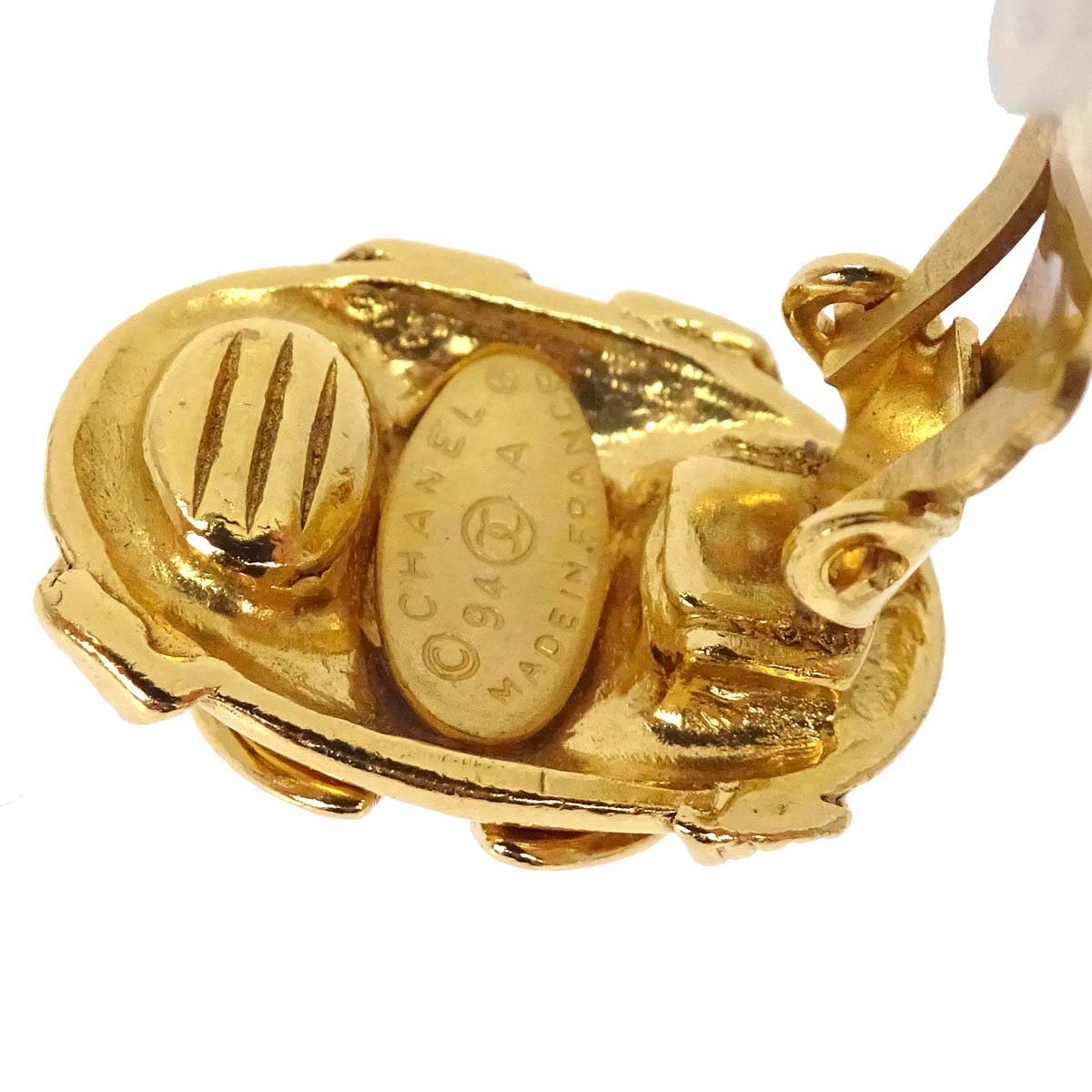 Chanel Oval Clip-On Earrings Gold 94A