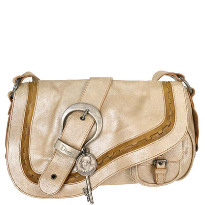 Christian Dior Metallic Gold Leather Gaucho Shoulder Bag
