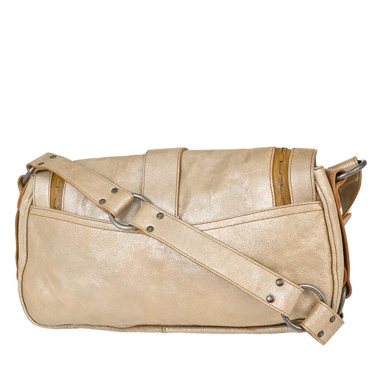 Christian Dior Metallic Gold Leather Gaucho Shoulder Bag