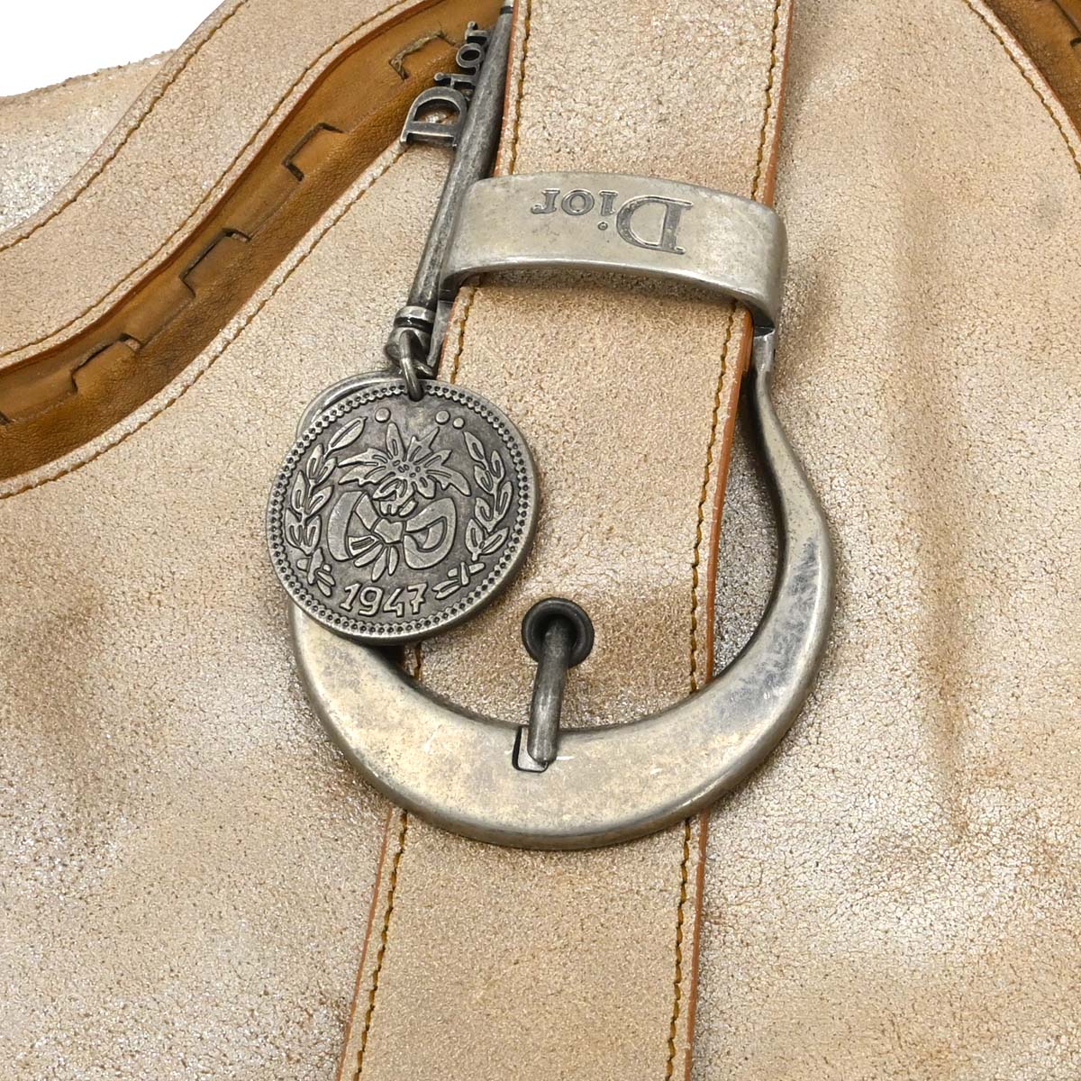 Christian Dior Metallic Gold Leather Gaucho Shoulder Bag