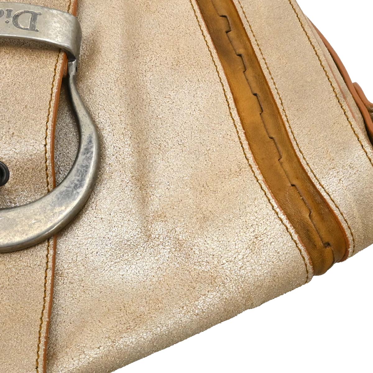 Christian Dior Metallic Gold Leather Gaucho Shoulder Bag