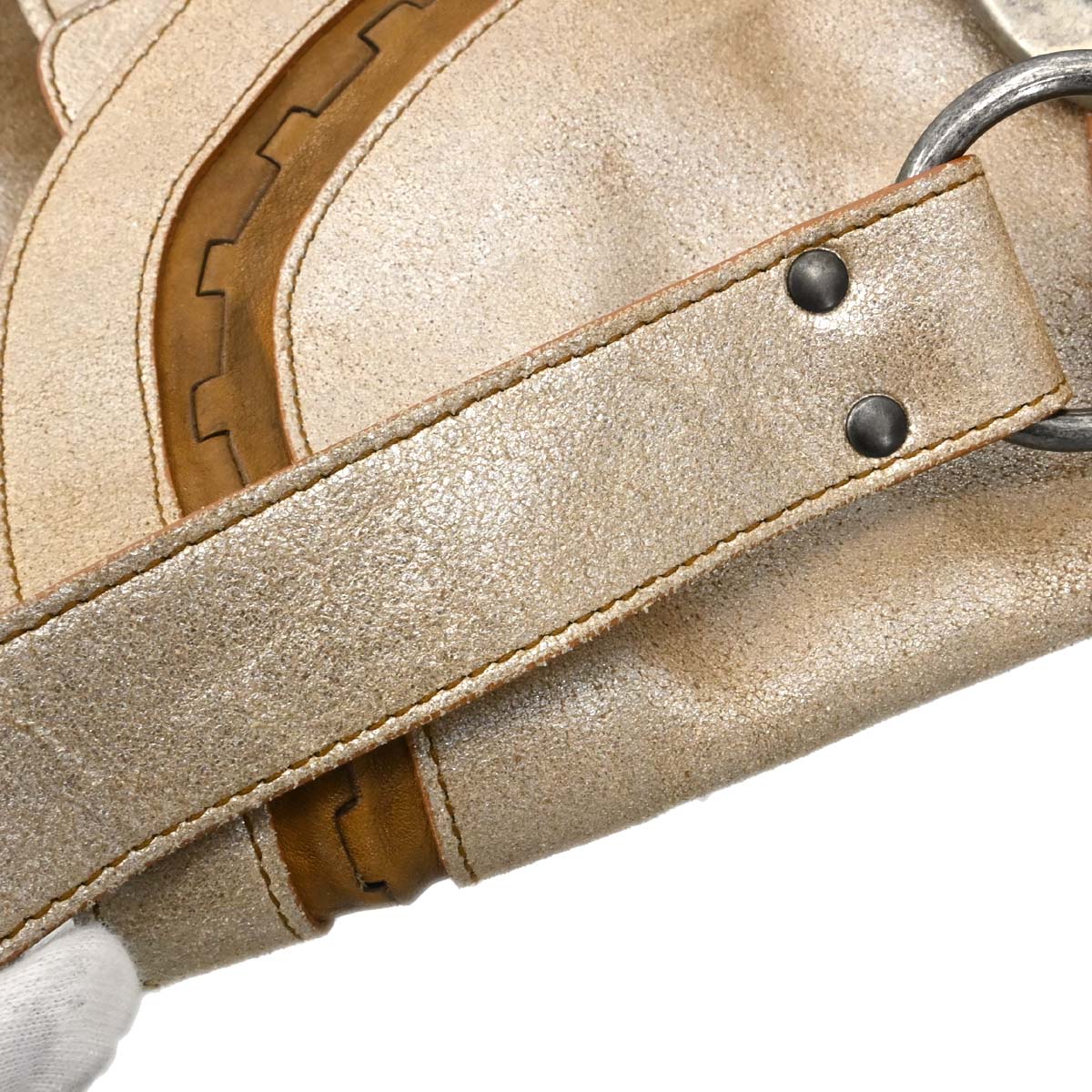 Christian Dior Metallic Gold Leather Gaucho Shoulder Bag