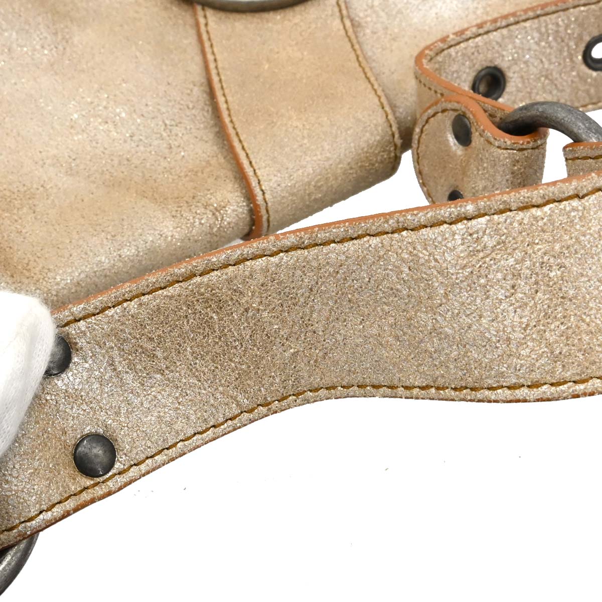 Christian Dior Metallic Gold Leather Gaucho Shoulder Bag